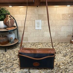 Dooney & Bourke Black Pebbled Leather Zipper Crossbody Bag Vintage